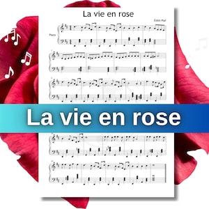 La Vie en rose – Édith Piaf – Partitura para piano de 4.º y 5.º grado (PDF) – Con nombres de notas, números de dedos, MP3 y vídeo