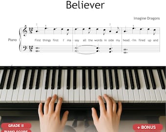 Believer - Partitura fácil para piano de Imagine Dragons (PDF de 2.º grado)