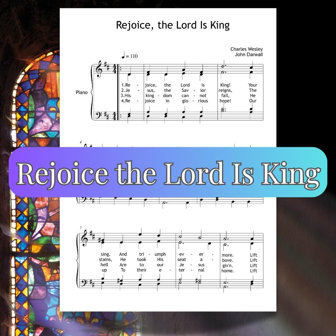 Rejoice, the Lord is King - Easy Piano Sheet Music PDF | Grade 3-4 Hymn ...