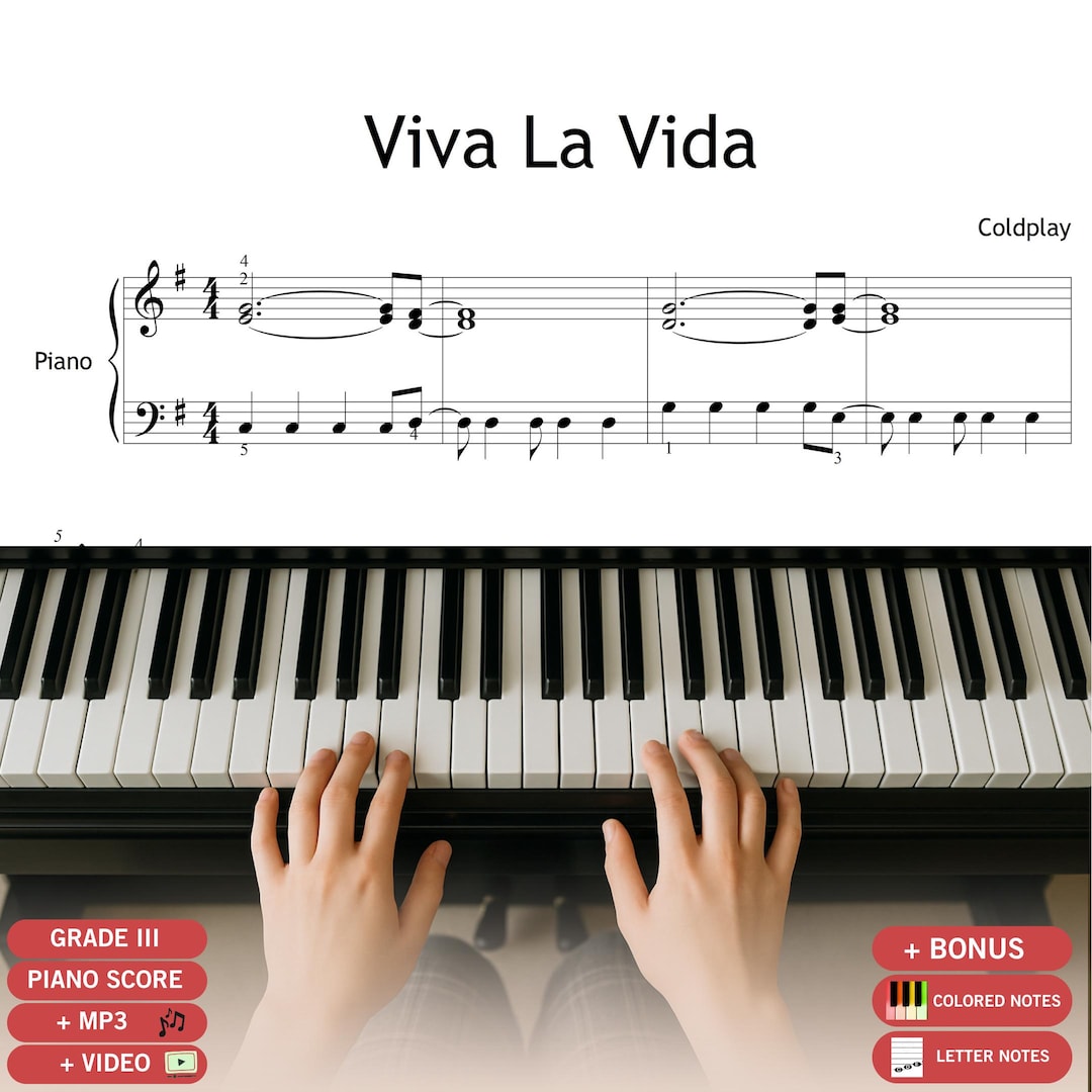 Viva La Vida – Coldplay | Easy Piano Sheet Music PDF + Lyrics + MP3 ...