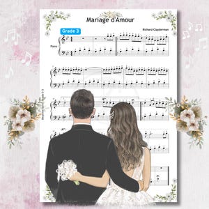 Partitura fácil para piano de Marriage D'Amour / Grado 3, Richard Clayderman / PDF imprimible - Archivos digitales