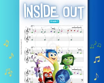Inside Out - Grade 1 - Partition de piano facile simplifiée pour débutants | Option note de couleur + numéros de doigt | Ressource pédagogique pour le piano