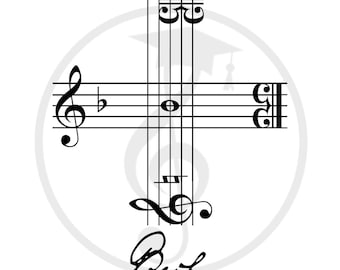 The Musical Cross - Johann Sebastian Bach - svg - cryptic name - BACH motif