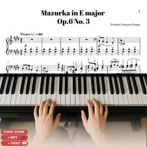 Mazurka in E Major, Op. 6 No. 3 - Chopin | Original Piano Sheet Music PDF (Grade 6–7) + Fingering