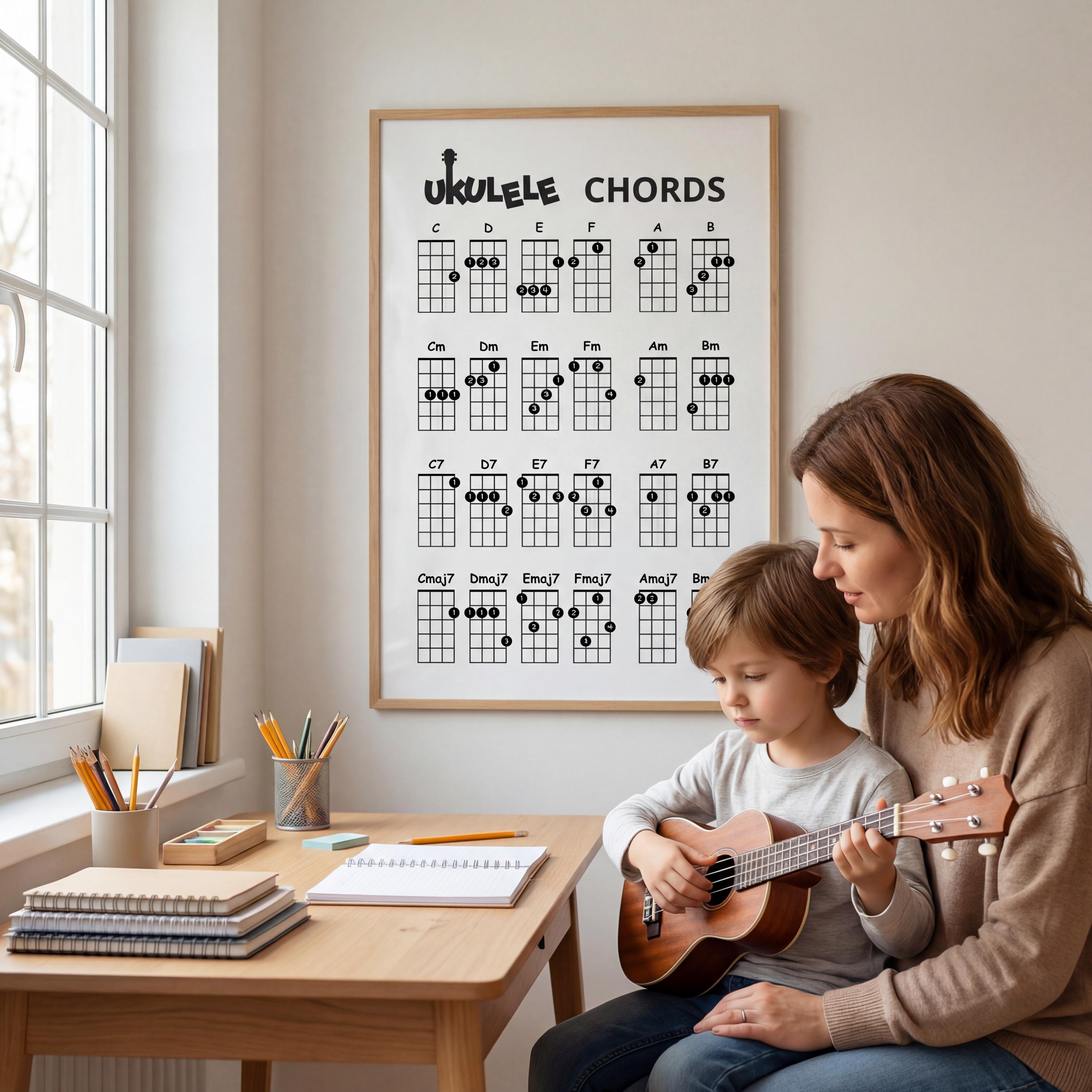Ukulele Chords Chart Printable – Beginner Friendly Ukulele Fingering ...