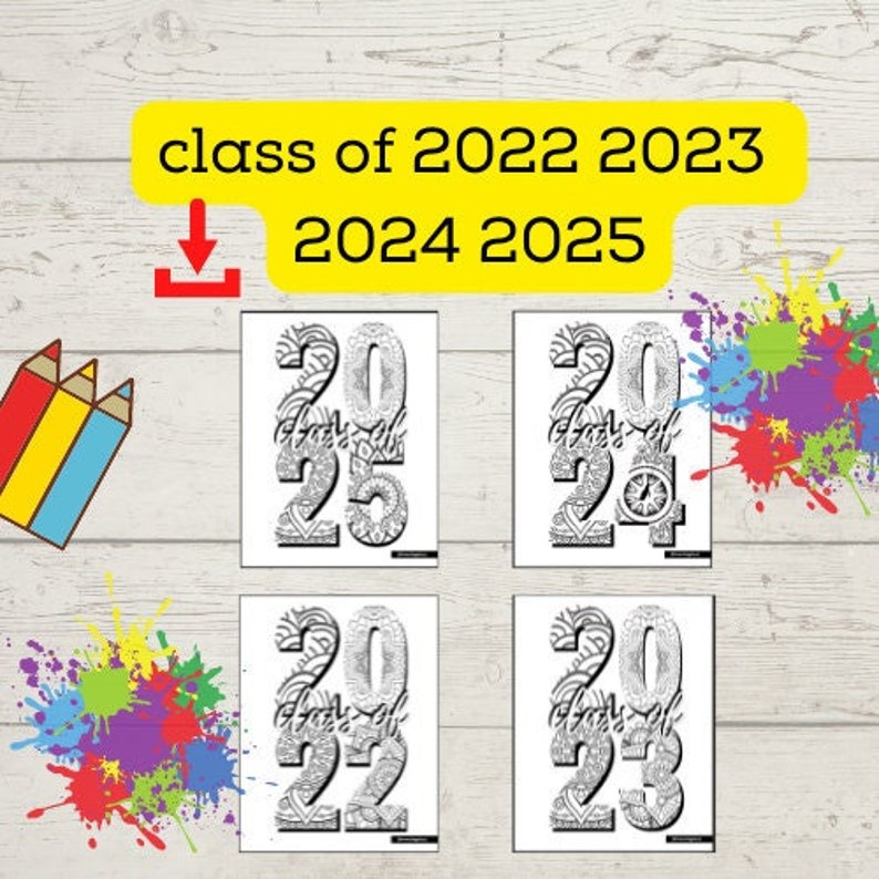 Class of 2021 2022 2023 2025 2025 Mandala Coloring Sheet Etsy Ireland