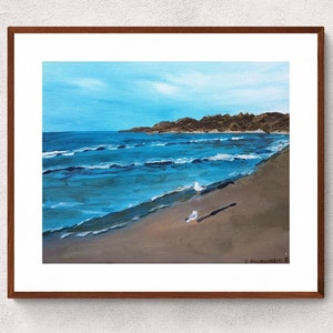 Seagulls on the beach original art print