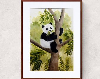 Panda in the tree original art print