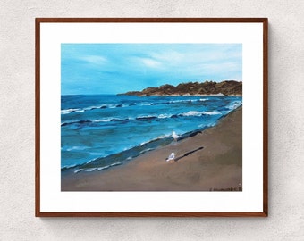 Seagulls on the beach original art print