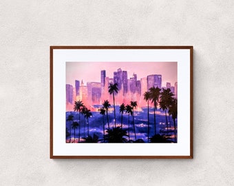 Pink Cityscape original art print