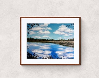 Clouds reflecting in the Marsh waters original art print