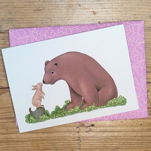 Dubbele kaart Beer en Konijn - 100% gerecycled papier