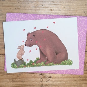 Doppelkarte Bär und Hase - Liebe - 100 % Recyclingpapier
