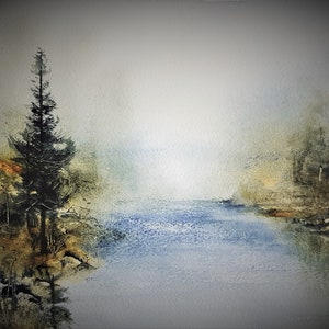 Original Art, Abstract Art, Original Painting, Peace on the River, Atmospheric Art, Abstract, Original Artwork, Wall Art, Contemporary Art.