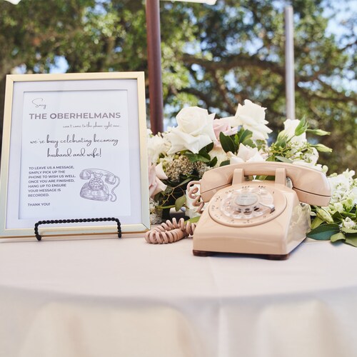 Rotary Phone Guestbook Signage Customizable Canva Template Etsy