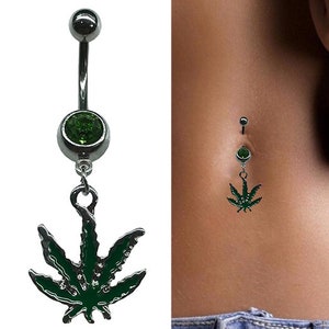 Leaf Design Belly Bar Piercing