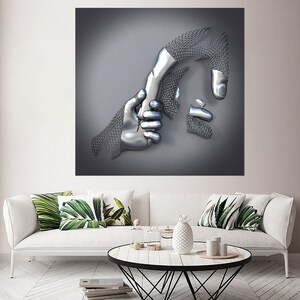 Holding Finger Art, Decorative Wall Art, Modern Art Decor, 3D Canvas Art, Metallic Art Print, Canvas Wall Art, Modern Wall Decor, Kuman Arts