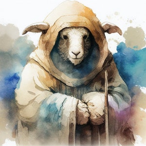 Watercolor Obi Wan Sheepanobi Clipart - High Quality Digital Download PNG File