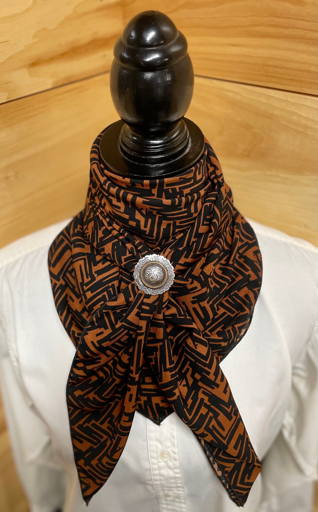 Wild Rag Black With - Reddish Brown Chevron - Etsy
