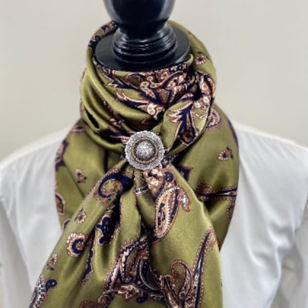 Wild Rag Olive Navy Paisley