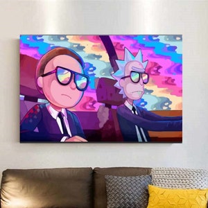 Rick and Morty Print Poster Watercolour watercolor Framed Canvas Wall Art Gift 