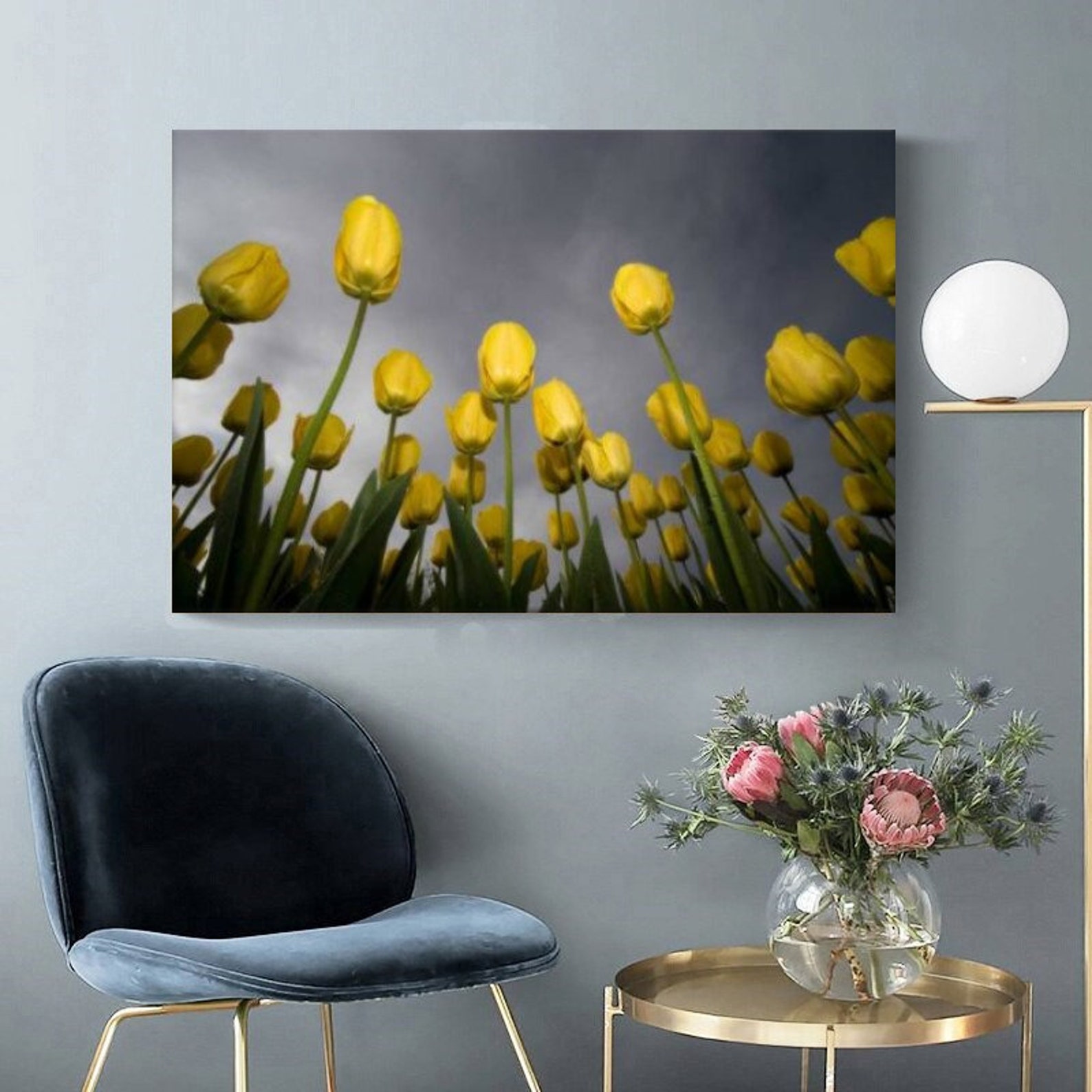 Yellow Tulips Canvas Wall Art Tulips on Wall Decor Tulips Etsy UK