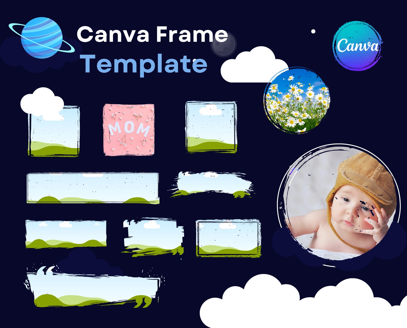 Text Box Canva Frame Template, Photo Frame Easy Drag and Drop, Custom ...