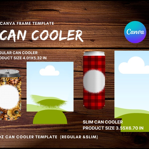 Can Cooler Canva Frame Template, Beer Cooler Design Template, Easy Drag And Drop, Custom Canva Frames Photo Fill Editable Download Digital