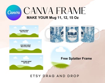 11 Unzen 12 Unzen 15 Unzen Becher Canva Rahmen Vorlage Machen Sie Ihre eigene einfache Drag and Drop für Sublimation