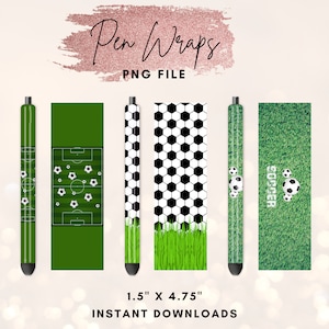 Fotbollspennaomslag, sportpennaomslagsdesign, fotbollspennadesign, utskrivbar vattenrutschkana för fotbollsplan, 3-pack filset bild 1