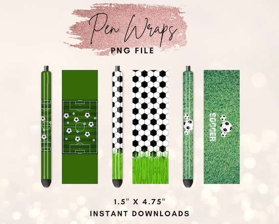 Soccer Pen Wraps, Sport Pen Wrap Design, Football Pen Design, Football Field Printable Waterslide Pen Wrap Design, 3 Pack Bundle File Set