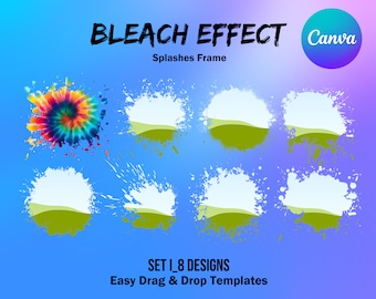 Canva Frame Template Splash Bleach Effect Brush Fill Your Own Splashes, Add Your Own Background, Photo Editable, Drag and Drop Download SetI