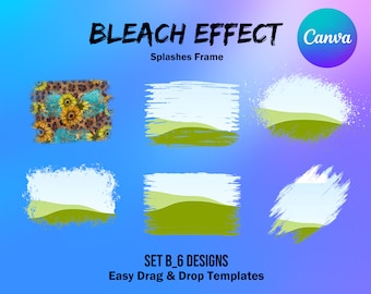 Canva Frame Template Splash Bleach Effect Brush Fill Your Own Splashes, Add Your Own Background, Photo Editable, Easy Drag and Drop SetB