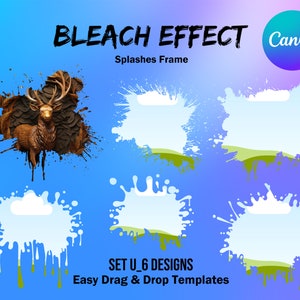 Canva Frame Template Splash Bleach Effect Brush Fill Your Own Splashes Background Photo Editable Templates, Easy Drag and Drop Download SetU
