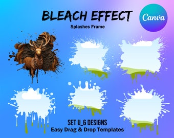 Canva Frame Template Splash Bleach Effect Brush Fill Your Own Splashes Background Photo Editable Templates, Easy Drag and Drop Download SetU