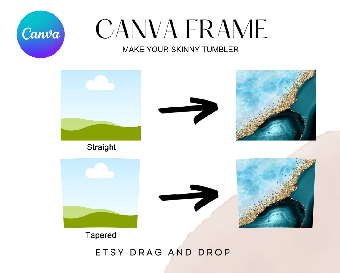 20oz Skinny Tumbler Canva Frame Template Make Your Own Easy Drag and