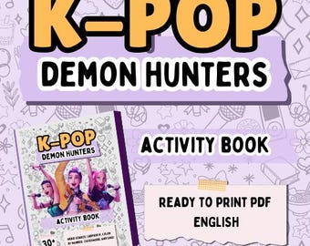 K-Pop Demon Hunters Activiteitenboek voor Kinderen | 90 Pagina's | Kleurplaten, Doolhoven, Kruiswoordpuzzels & Woordzoekers | Printbaar Activiteitenboek voor Kinderen
