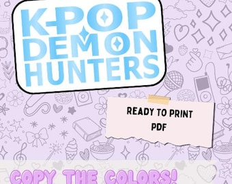 K-Pop Demon Hunters: Kleur de afbeelding na | Kleuractiviteit aan de hand van een voorbeeld | Kleurplaten voor kinderen | Printbare PDF-activiteit