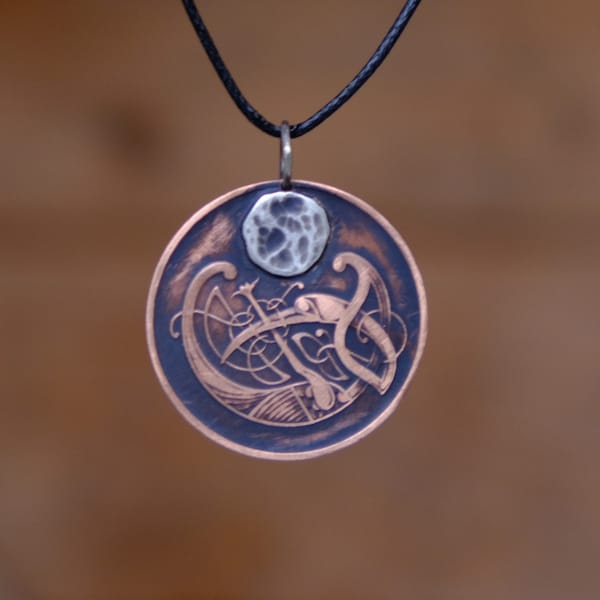 Irish Coin Moon Bird Pendant