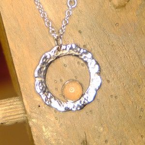 Sunstone Sunrise Silver Coin Pendant - Handcrafted