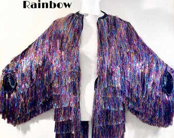 Tinsel Karma Jacket Disco, Rainbow, Hot Pink, Blue, Purple, Gold, Red, Green, Black