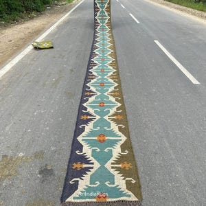 Multi Color Handmade Vintage Wool Jute Kilim Runner Home Decor Stair Entryway Kitchen Hallway Kilim Runner Eco Friendly Custom Area Jute Rug