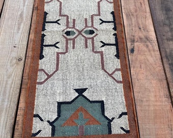 Wool Jute Kilim Runner, Handwoven Kilim Rug, Motifs, Oriental, Eco Friendly, Livingroom/Hallway Indian Handmade Geometric Custom Area Runner