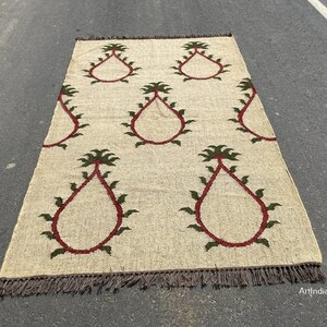 Handmade Wool Jute Kilim Rug Entryway Outdoor Home Decor Indian Traditional Kilim Area Rug For Kitchen Hallway Living Room Custom Jute Rug