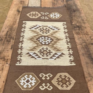Handwoven Wool Jute Kilim Rug, Wool Jute Kilim Rug, Wool And Jute Rug, Indian Handmade Geometric Kilim Dhurrie Navajo Custom Large Area Rug
