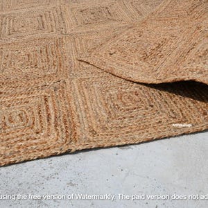 Indian Handmade natural Beige Scandinavian rug. Pattern box Jute Rug. Ivory and Beige Rug. Handmade Jute Rug Boho Home Decor Vintage Rug 4x6