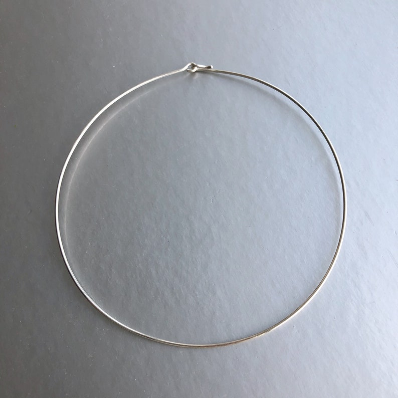 Thin silver wire choker 925 sterling silver wire necklace choker 1.2 / 1,5 mm gauge for pendant image 3