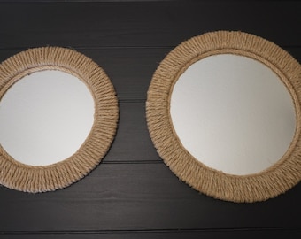 Wall art boho jute mirror decor