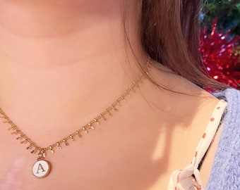 Collier en chaîne plaqué or 0,3 microns avec lettre personnalisable - DIANE