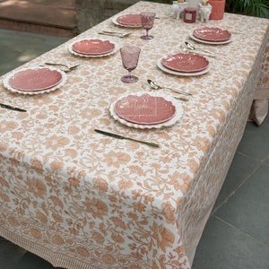 Tovaglia indiana stampata a mano, tovaglia bianca, tovaglia vintage, tovaglia francese, tovaglia da matrimonio, tovaglia per eventi